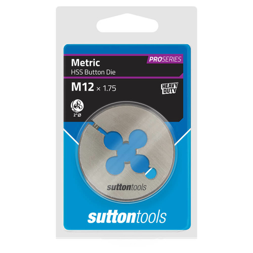Sutton M5521200 M12 x 1.75mm - 2" OD Metric Button Die - HSS - Pro Series