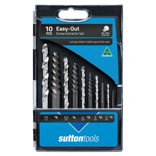 Sutton M603S20 Easy-Out Screw Extractor Set 10 piece - Right Hand Drills
