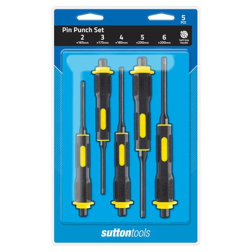 Sutton M7060005 2 - 6mm Pin Punch Set 5 piece - Soft Grip - CRV