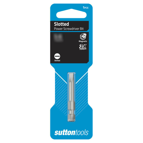 Sutton S1002350 2-3 x 50mm Slotted Screwdriver Bit Power Carded CRV