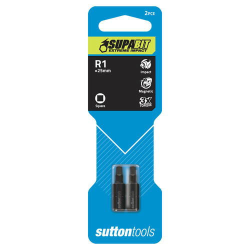 Sutton S1180125 R1 x 25mm Robertson Screwdriver Bit Insert Carded CRV 2pc
