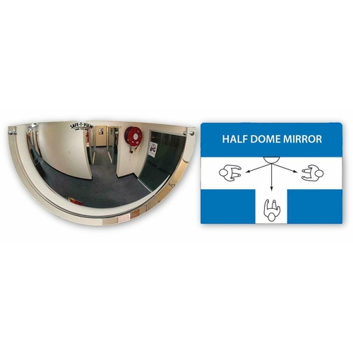 Safety Convex Half Dome Mirror -  Indoor 600 x 300 mm Acrylic