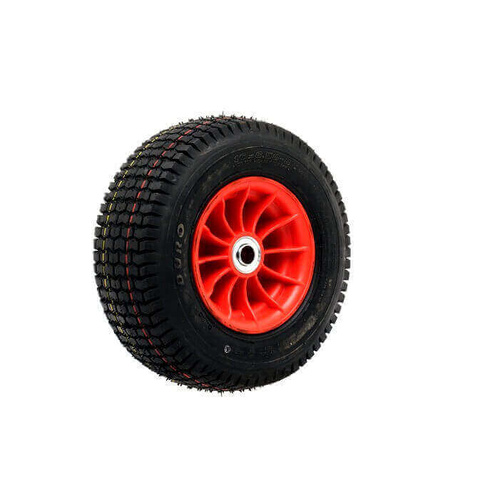 6.50 x 8 inch Pneumatic Wheel - Red Nylon Centre 1" Ball Bearing