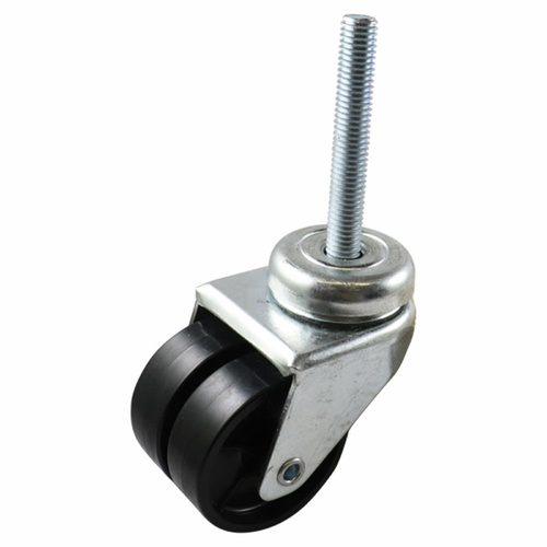 50mm Zinc-Plated Swivel Stem Castor  - Nylon Twin Wheel Black G2