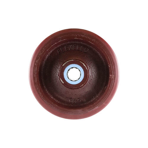 150mm Urethane Wheel - 20mm Roller Bearing Cast Iron Centre Red W1