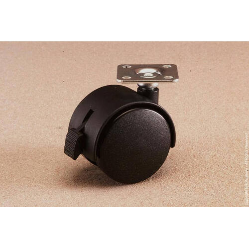 50mm Hooded Swivel Plate Furniture Castor with Brake - Nylon