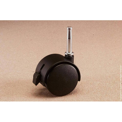 50mm Swivel Furniture Castor with Brake 8mm Stem Hooded - Nylon Wheel, Black