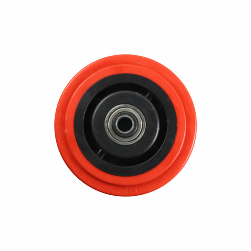 125mm Urethane Wheel 20mm Precision Bearing Black Nylon Centre Red W8