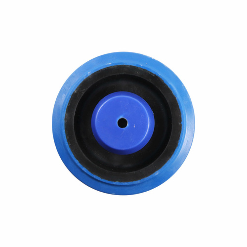 125mm Elastic Rubber Wheel - 12mm Roller Bearing Nylon Centre Blue W1