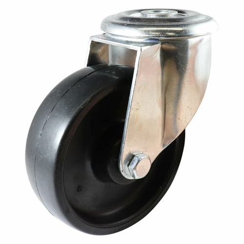 100mm Swivel Bolt Hole Castor - Polypropylene Wheel Black I4