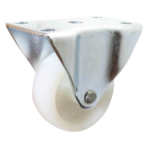 50mm Zinc-Plated Fixed Plate Castor - Nylon Wheel White I1