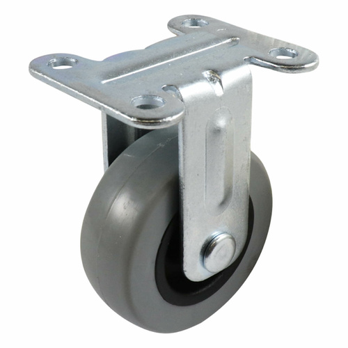 50mm Fixed Plate Castor - Rubber Wheel Grey G1