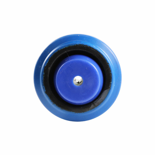 75mm Elastic Rubber Wheel - 12mm Roller Bearing Nylon Centre Blue W1