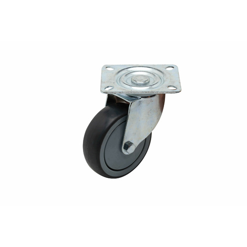 80mm Swivel Plate Castor - Rubber Wheel Grey I4