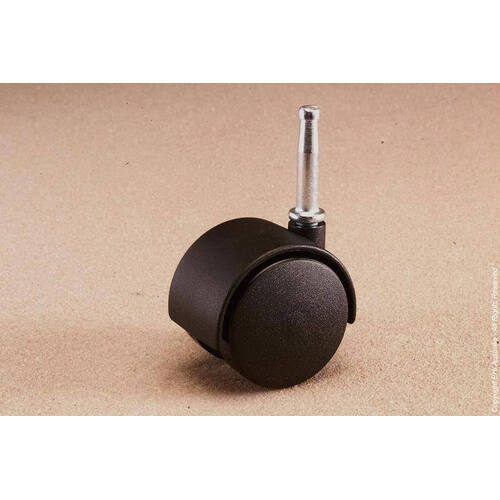 50mm Swivel Furniture Castor 8mm Stem Hooded - Nylon Wheel, Black