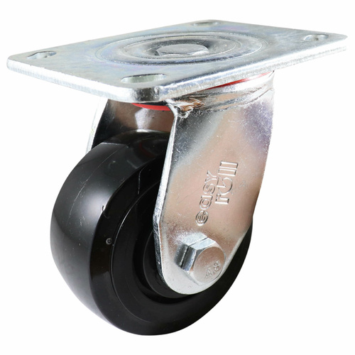 100mm Zinc-Plated Swivel Plate Castor - Nylon Wheel Black J3