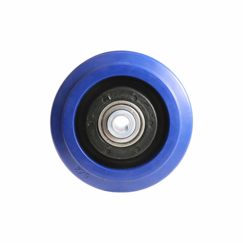 125mm Elastic Rubber Wheel 20mm Precision Bearing Nylon Centre Blue W8