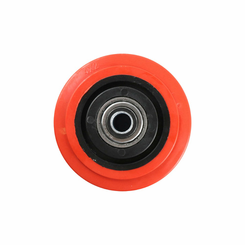100mm Urethane Wheel 20mm Precision Bearing Black Nylon Centre Red W8