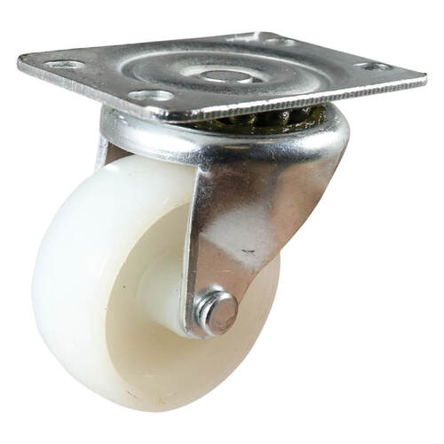 50mm Zinc-Plated Swivel Plate Castor - Nylon Wheel White I1