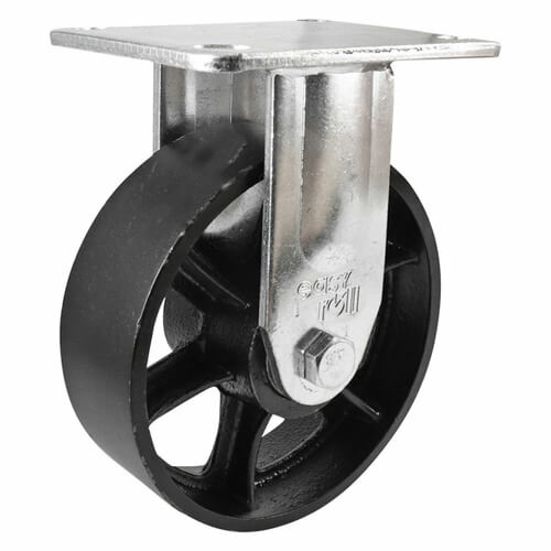EasyRoll 100mm Fixed Plate Castor - Cast Iron Wheel J3