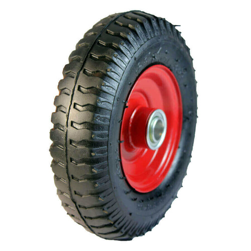 2.50 x 4 inch Pneumatic Wheel - Red Steel Centre 3/4" Ball Bearing