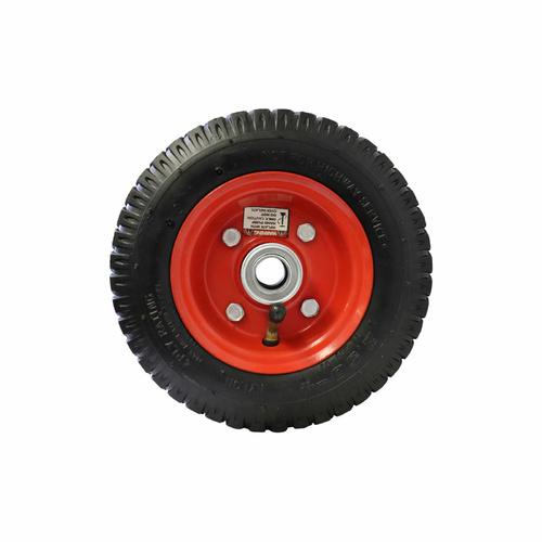 2.50 x 4 inch Pneumatic Wheel - Red Steel Centre 20mm Ball Bearing