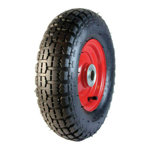 3.50 x 6 inch Pneumatic Wheel - Red Steel Centre 3/4" Ball Bearing