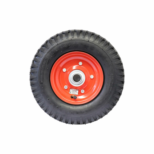 3.50 x 6 inch Pneumatic Wheel - Red Steel Centre 1" Ball Bearing