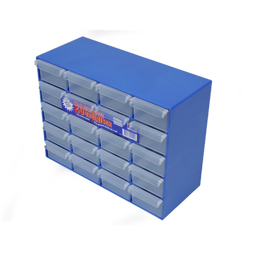 Fischer 20 Drawer Organiser (Blue With Clear Drawer) - Box of 3