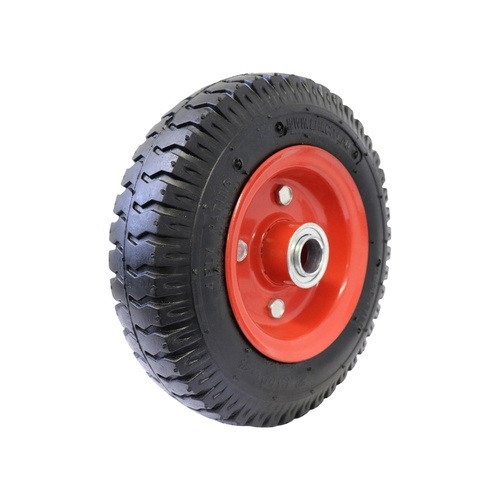 2.50 x 4 inch Flat Free Wheel - Red Steel Centre 20mm Ball Bearing