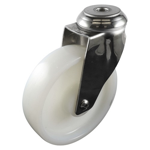 125mm Stainless Swivel Bolt Hole Castor - Nylon Wheel White G7