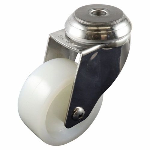 75mm Stainless Swivel Bolt Hole Castor - Nylon Wheel White G7