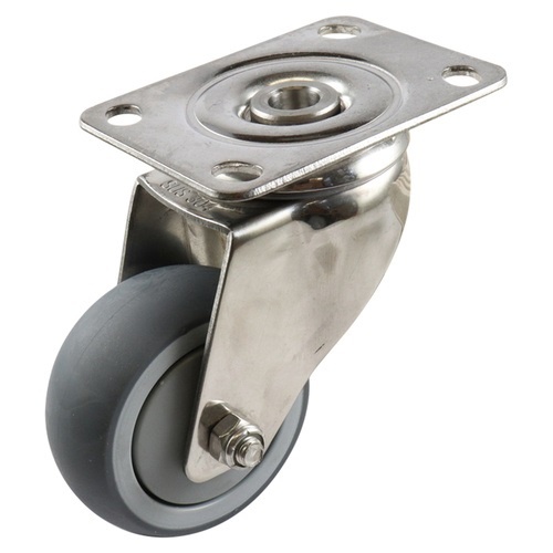 75mm Stainless Swivel Plate Castor - Rubber Wheel Grey G7
