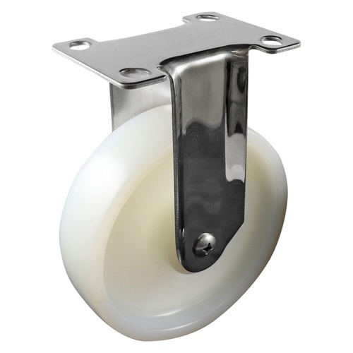125mm Stainless Fixed Plate Castor - Nylon Wheel White G7