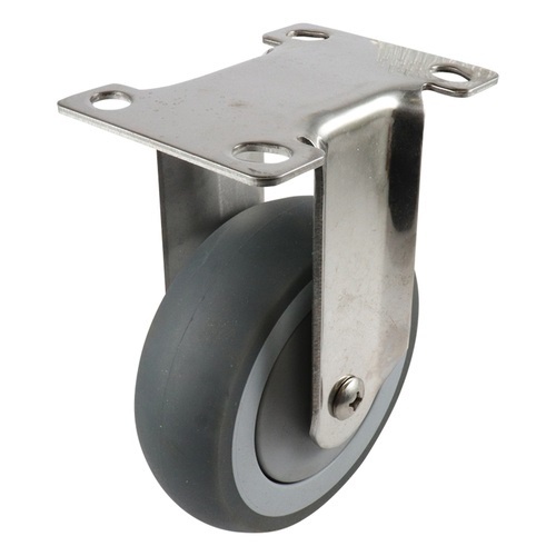75mm Stainless Fixed Plate Castor - Rubber Wheel Grey G7