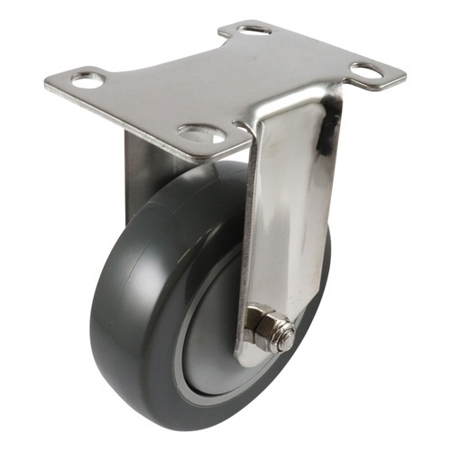 75mm Stainless Fixed Plate Castor - Urethane Wheel Grey G7