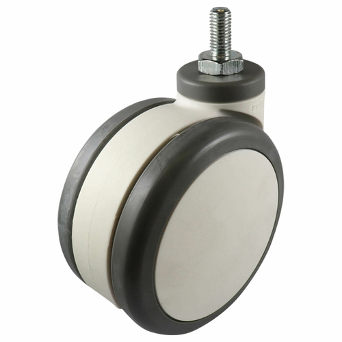 125mm Swivel Stem Castor - Polyurethane Twin Wheel White H6