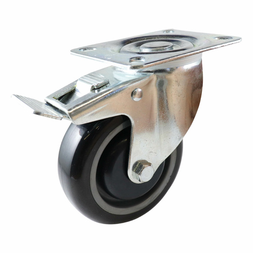 100mm Swivel Brake Plate Castor - Urethane Wheel I4