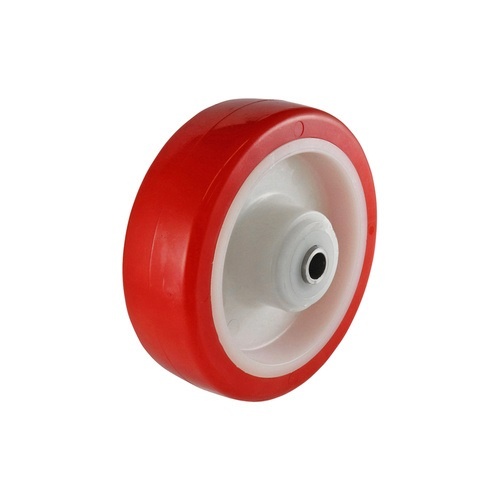 100mm Urethane Wheel - Stainless Steel 12mm Roller Bearing Red W5
