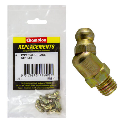 Champion C108-3 Grease Nipple Refill 1/4" UNF 45° - 6/Pack