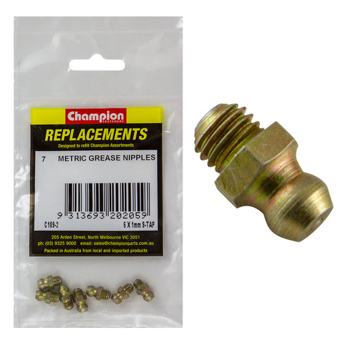 Champion C109-2 Grease Nipple Refill 6 x 1mm Self-Tapping 7/Pack