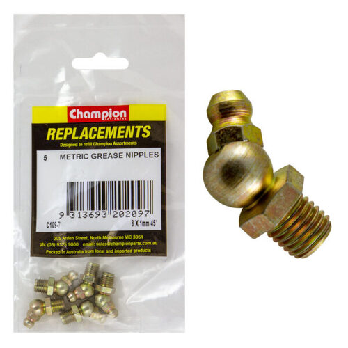 Champion C109-7 Grease Nipple Refill 8 x 1mm 45° - 5/Pack