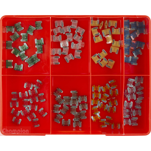 Champion CA111 Low Profile Mini Blade Fuse Assortment Kit - 120 Pieces