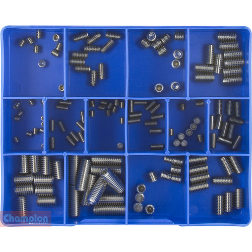 Champion CA1816 Grub Screw Stainless Steel Assortment Kit, 140 Pcs