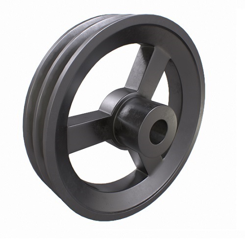 2A V Belt Pulley 8" Double Groove A Section 1" Bore, 1/4" Keyway - Al