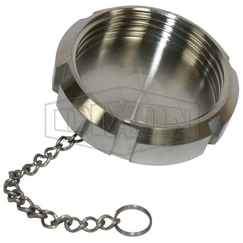 Dixon 1" Sanitary Fitting Blank Nut with Chain 316 Stainless Steel 13RBN-R100SMS