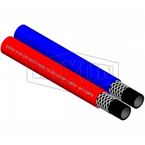 Dixon 5mm x 100m Rubber Twin Line Welding Hose Blue/Red A109005100