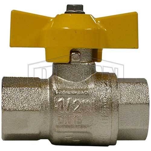 Dixon BBVAGAT025 1" Ball Valve T-Handle Nickel Plated Brass AGA Approved