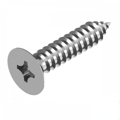 10G x 9.5 (3/8") 304 Stainless Steel Phillips Head Countersunk Self Tapping Screw - Box of 100
