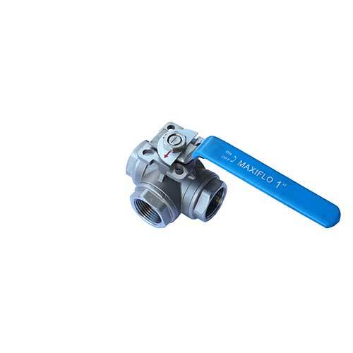 AAP 8mm, 1/4" Stainless Steel Ball Valve 3-Way L-Port SS3WAY08L